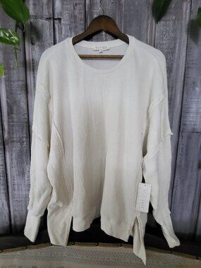Oversized Sweater Waffle Knit Thermal Long Sleeve NWT L